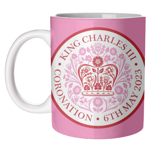 ART WOW – Caneca por atacado – Canecas 'Coroação Rei Charles rosa'0