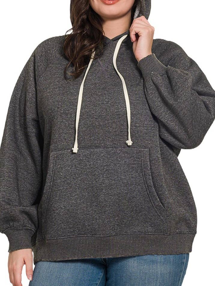 Sweat à capuche en molleton délavé avec poches pour la vente par Vanilla Monkey