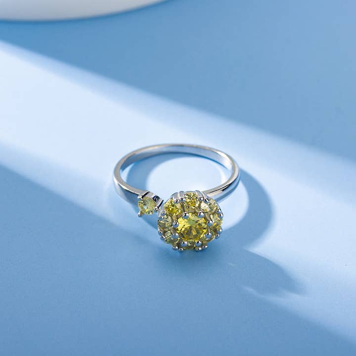 Perimade & Co. LLC – wholesale Multi-stone ring – Flower Anxiety Fidget Spinner Ring in 925 Sterling Silver1