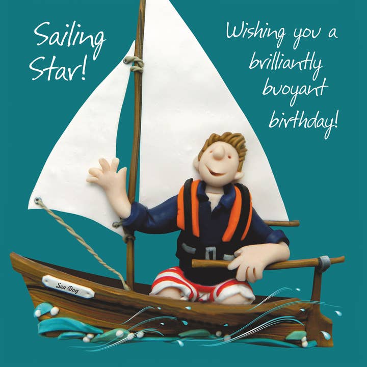 Zeilende ster mannelijke verjaardagskaart voor wholesale door Inky Blue Ltd t/a Holy Mackerel