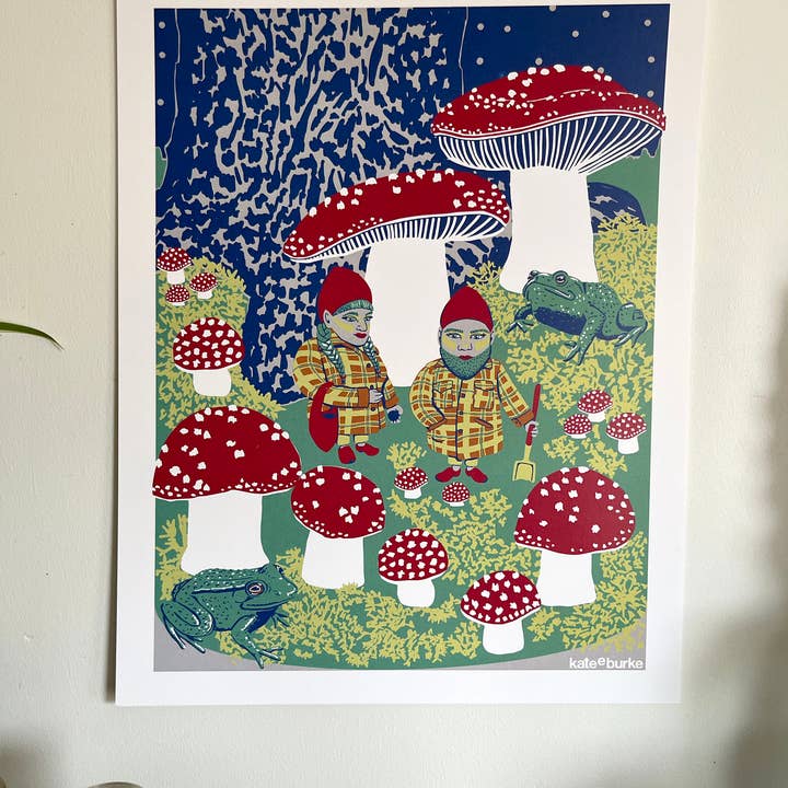 Kate E. Burke - Wholesale Art Print - Gnomes in the Garden 11”x14” Digital Print4