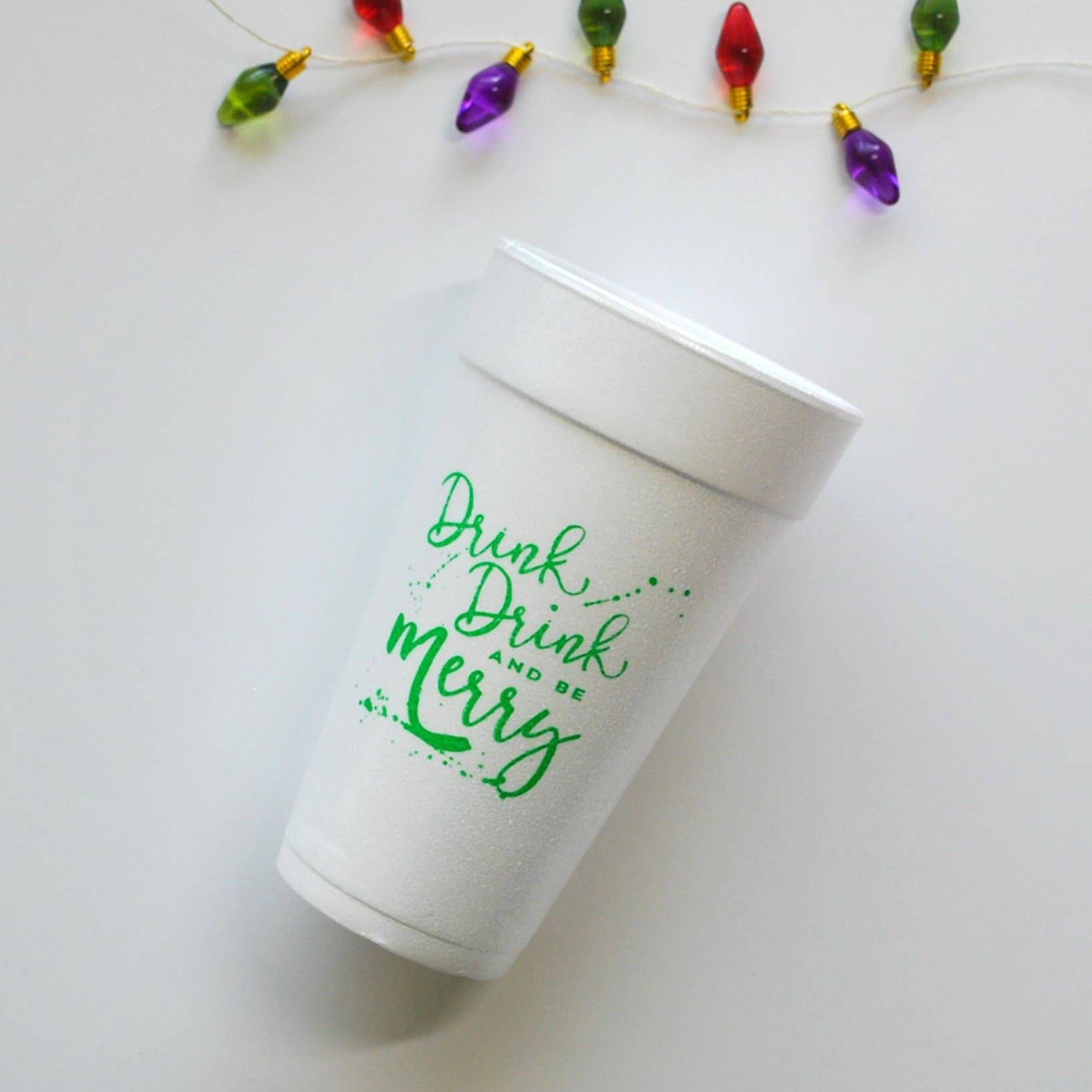 Gatherings by Curated Paperie - Wholesale Disposable Cup - 20oz. Styrofoam Cup 10 Pack Sleeve {Drink Drink & Be Merry}1