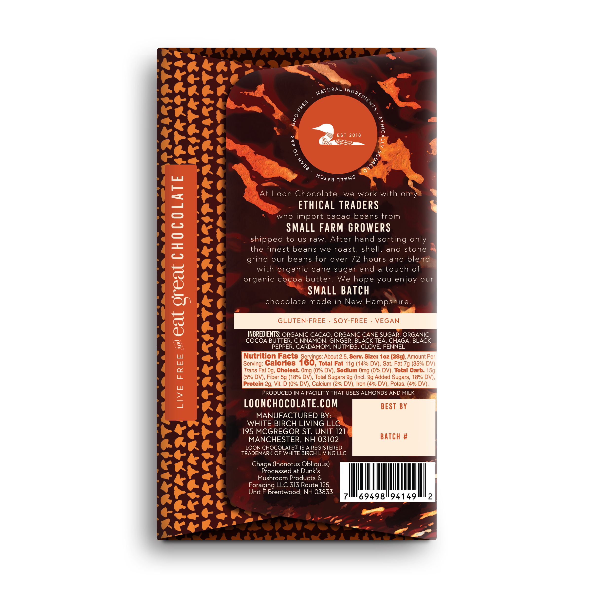 Loon Chocolate - Wholesale Chocolate Bar - Chaga Chai Dark Chocolate2