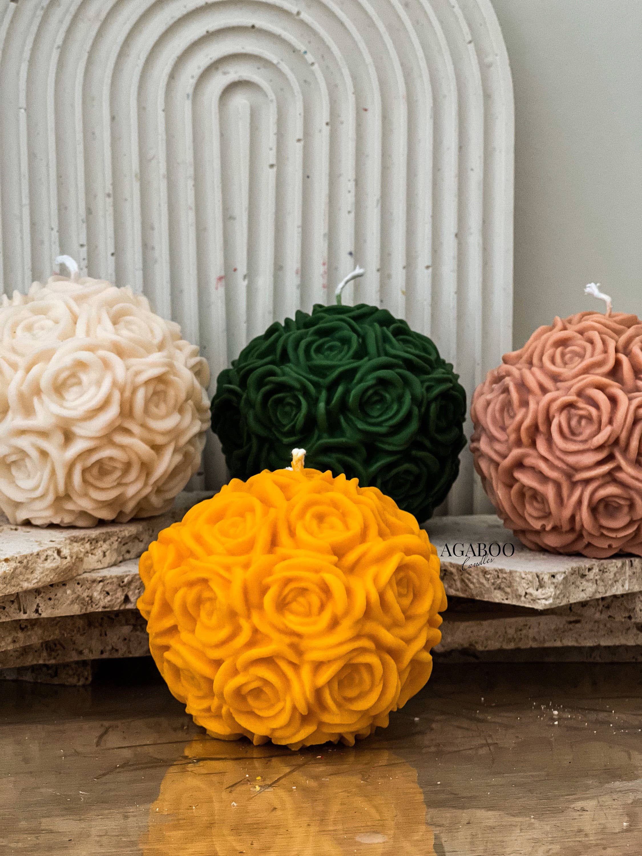 Agaboo Candle - Wholesale Novelty Candle - Charming Rose Ball Candle 3x3.5in - Flowers0