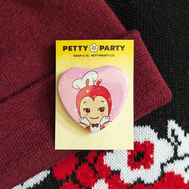 Petty Party - Wholesale Lapel Pin/Button - Jollibee Baby Sparkle Heart Button