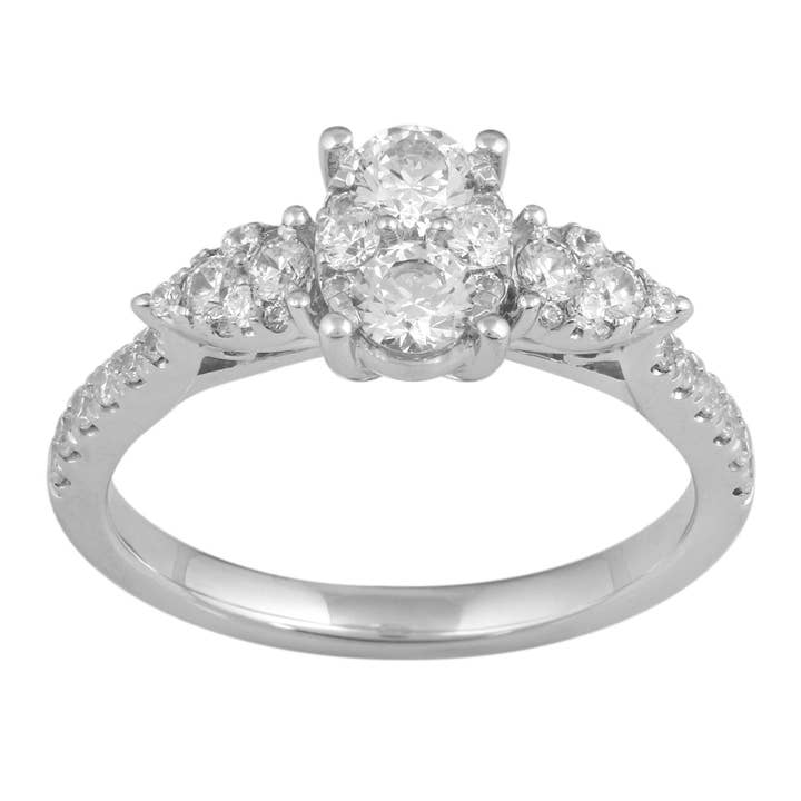 3/4 CT TW Diamond Oval Custer Ring in Sterling Silver for wholesale by Fifth and Fine