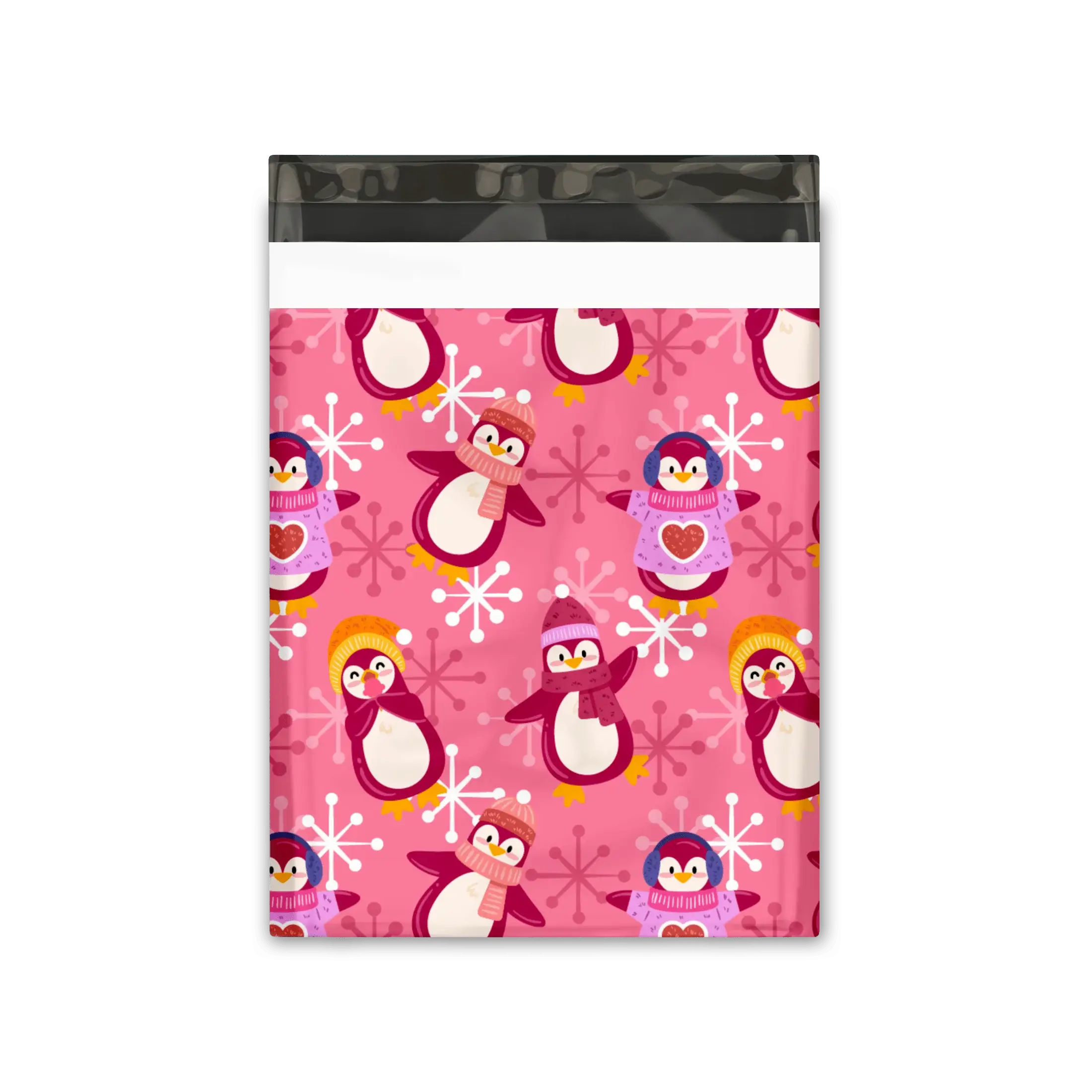 Eleven Fashion - Wholesale Enveloppen - 10x13 roze pinguïns designer bedrukte plastic mailers1