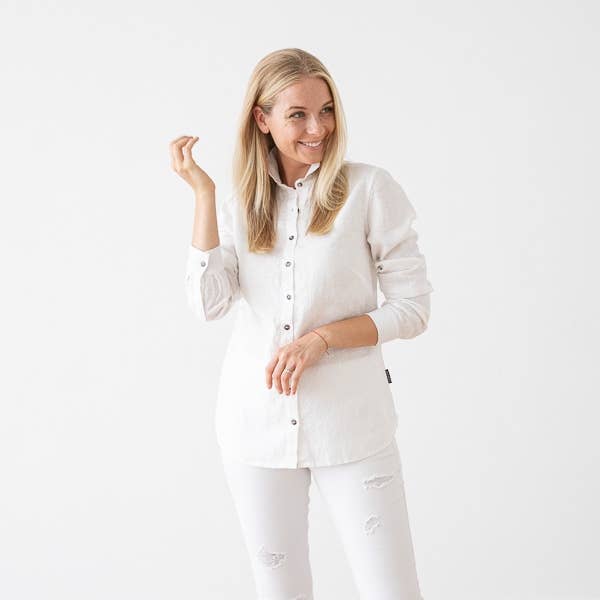 LinenMe - Wholesale Button Down Shirt - Women's - Linen Shirt White Ernesto1