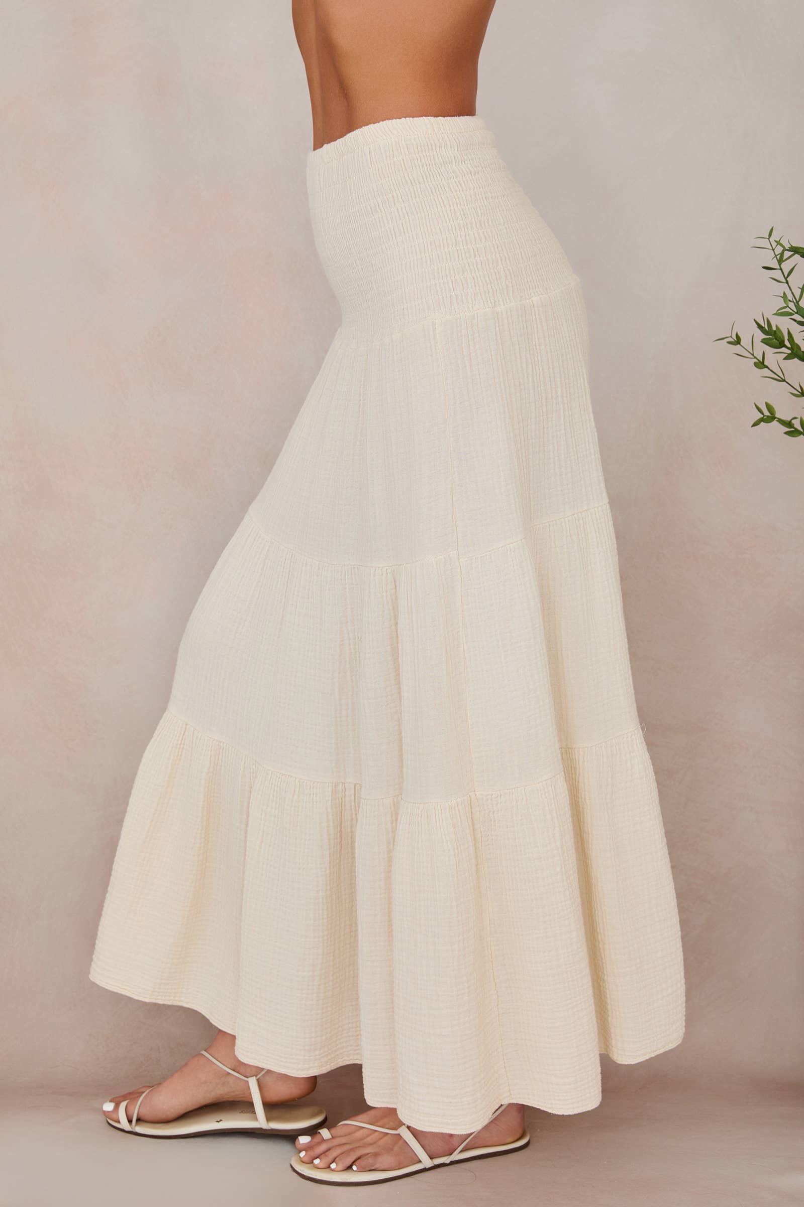 MILIO MILANO - Wholesale Skirt - Women's - TIERED COTTON GAUZE SKIRT (113016)5