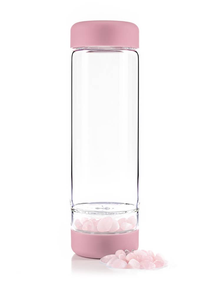 Crystal Water Bottle inu! blossom rose | ROSE QUARTZ for wholesale by VitaJuwel