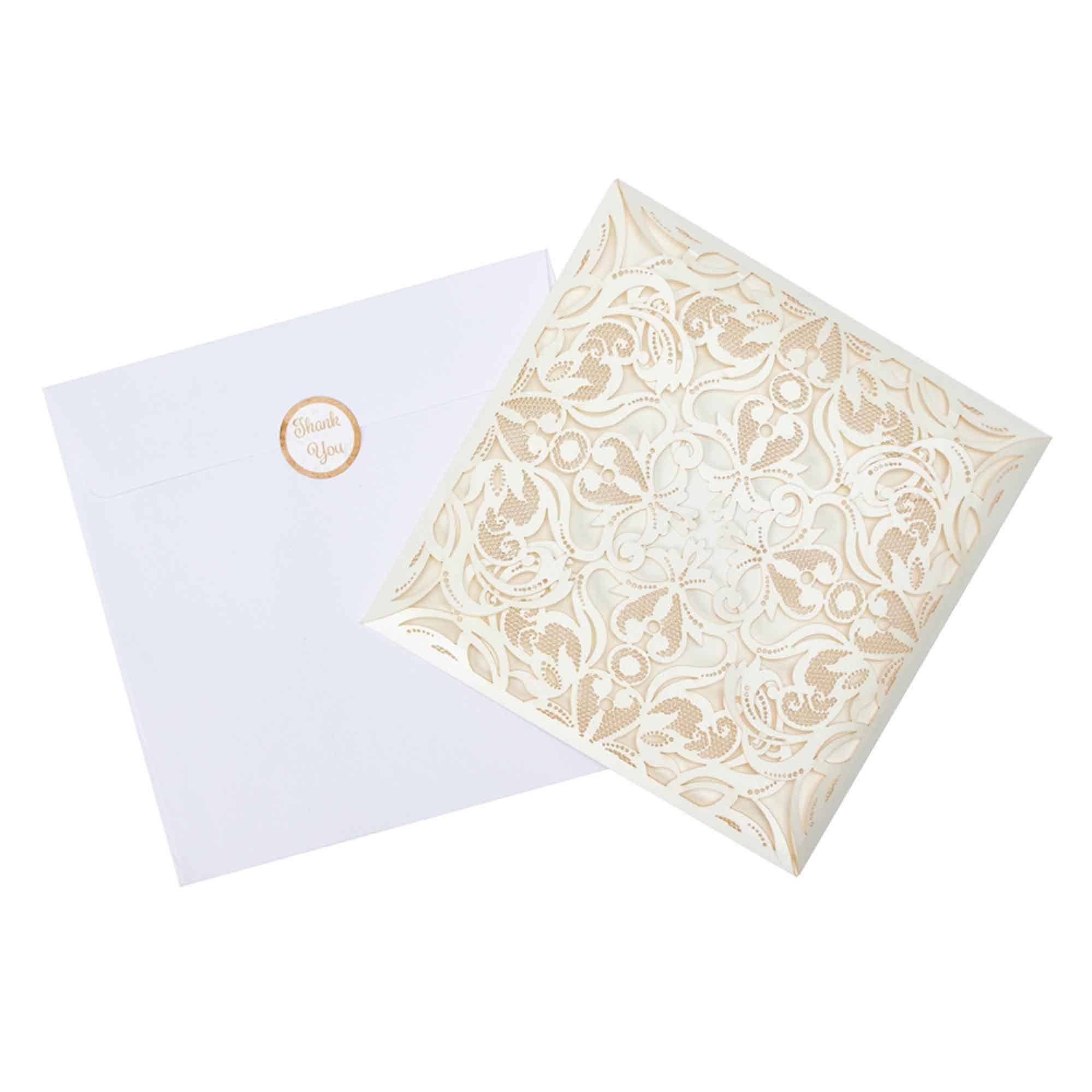 Laser Cut Invitation Cards 8pc/bag - Ivory for wholesale on Faire0