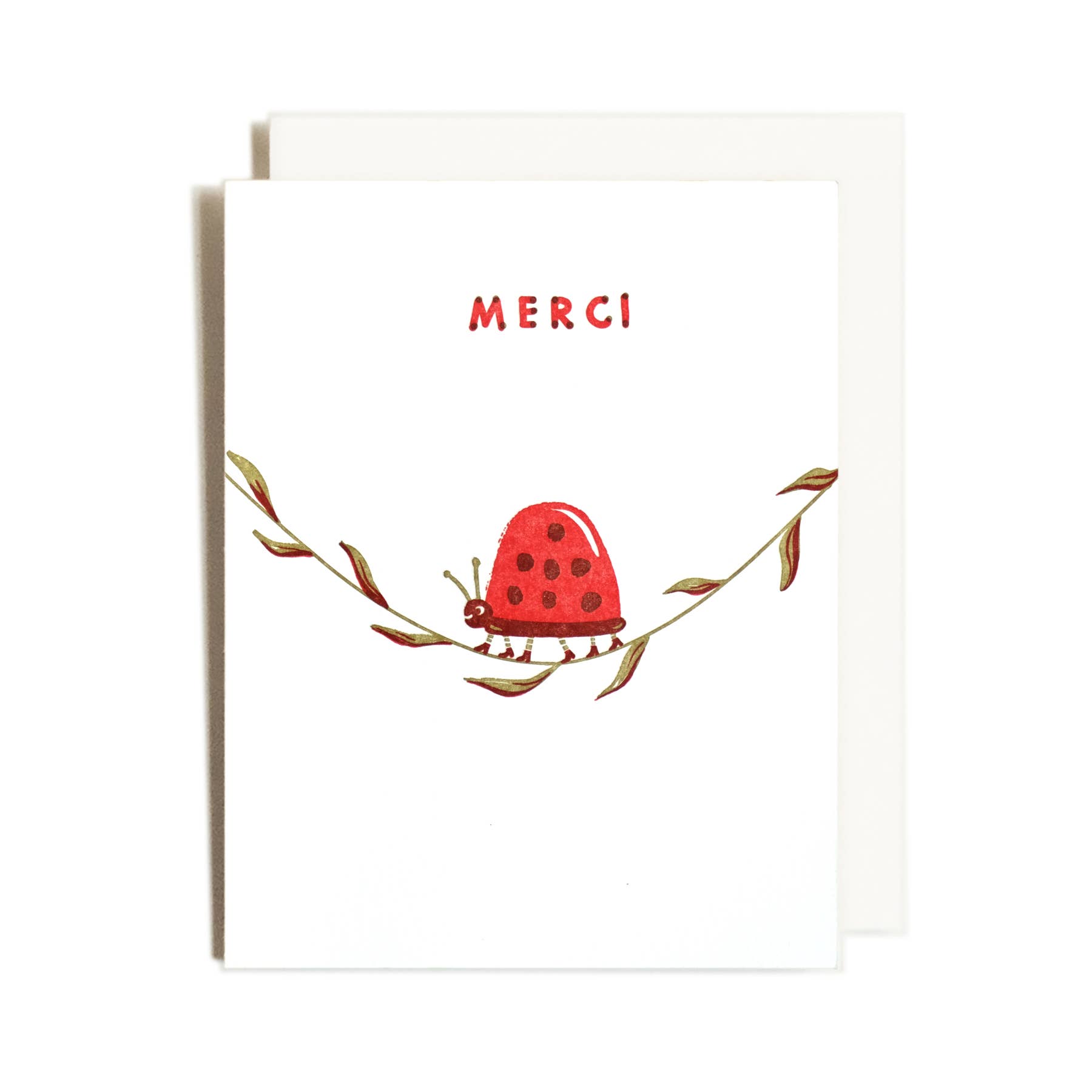 Homework Letterpress Studio - Wholesale Thank You Card - Merci Ladybug | Thanks | Letterpress Card