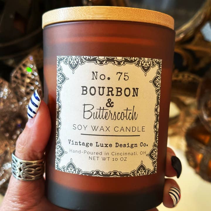 Vintage Luxe Design Co. - Wholesale Jar/Filled Candle - Bourbon Butterscotch 10 Oz. Soy Wax Candle * Vintage Luxury