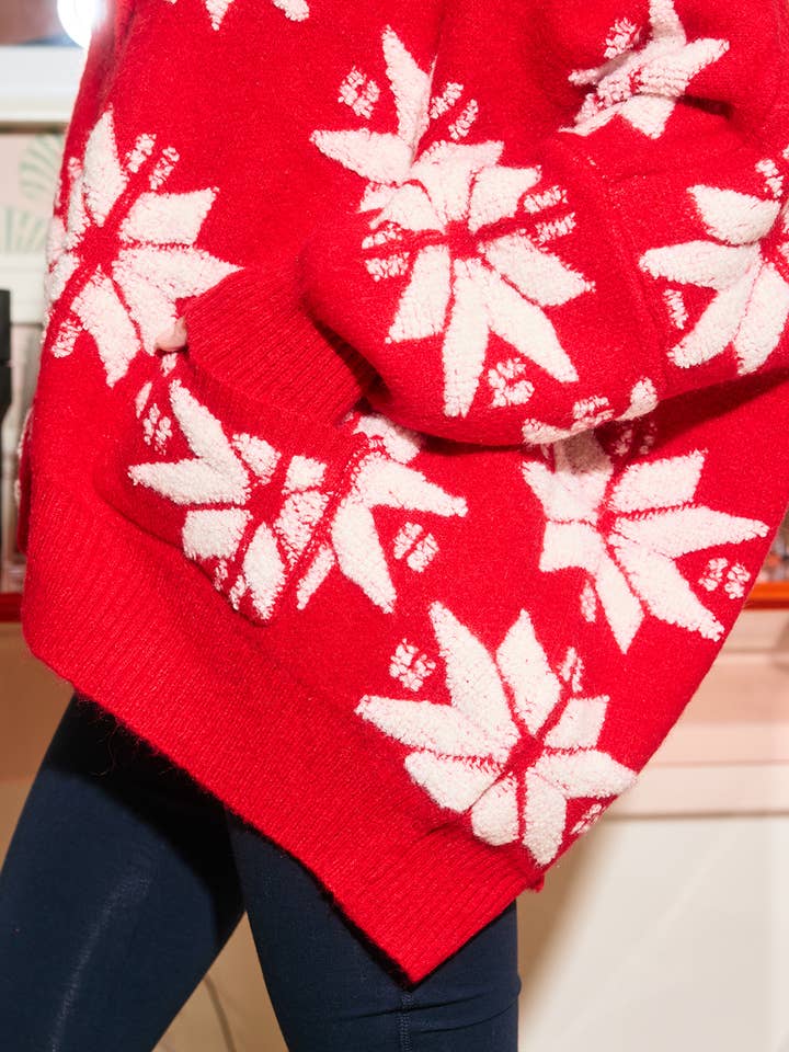 BUCKETLIST INC - Wholesale Cardigan - Women's - IT1670G Oversized Winter Star Snowflake Sweater Cardigan8