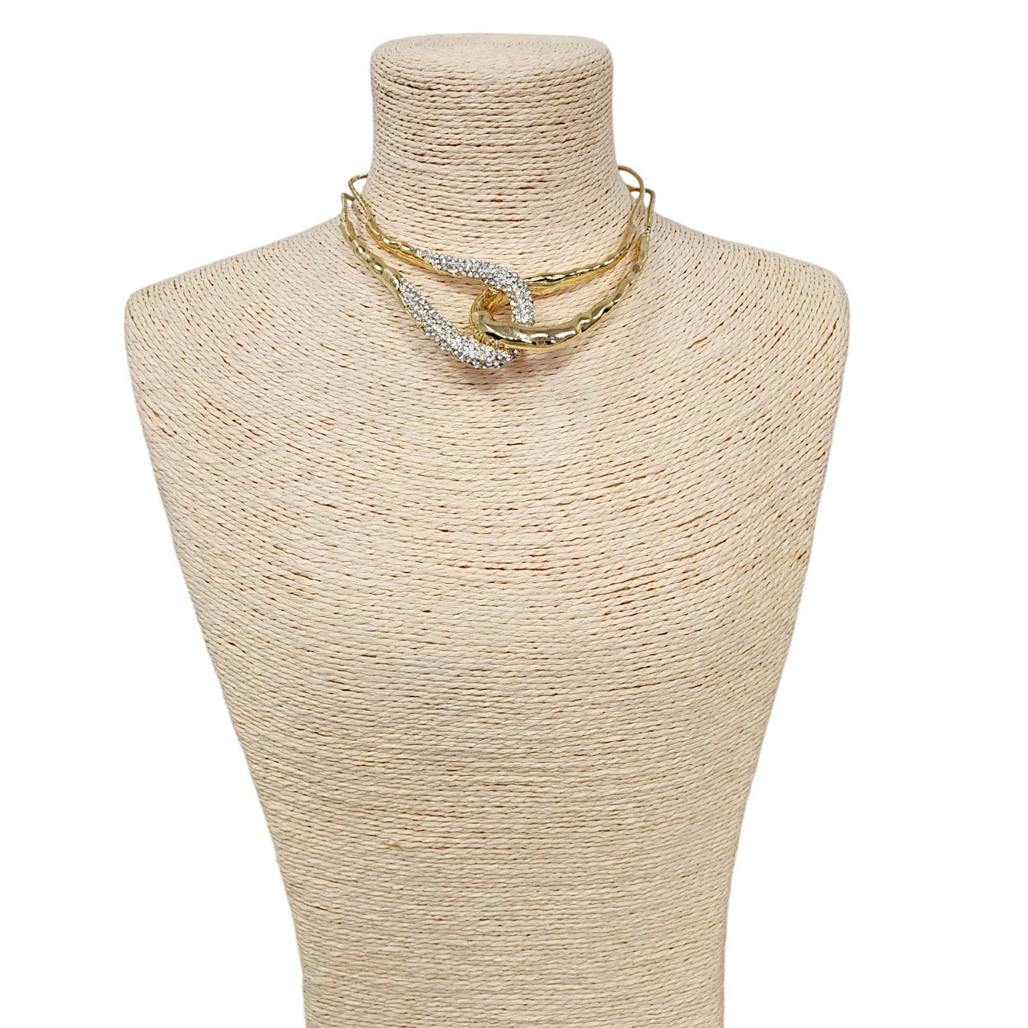 Bijoux Envie Statement Jewelry - Vendita all'ingrosso Collane a catena e maglie - Collana a Loop Infinito Intrecciato Scolpito | Oro Vintage2