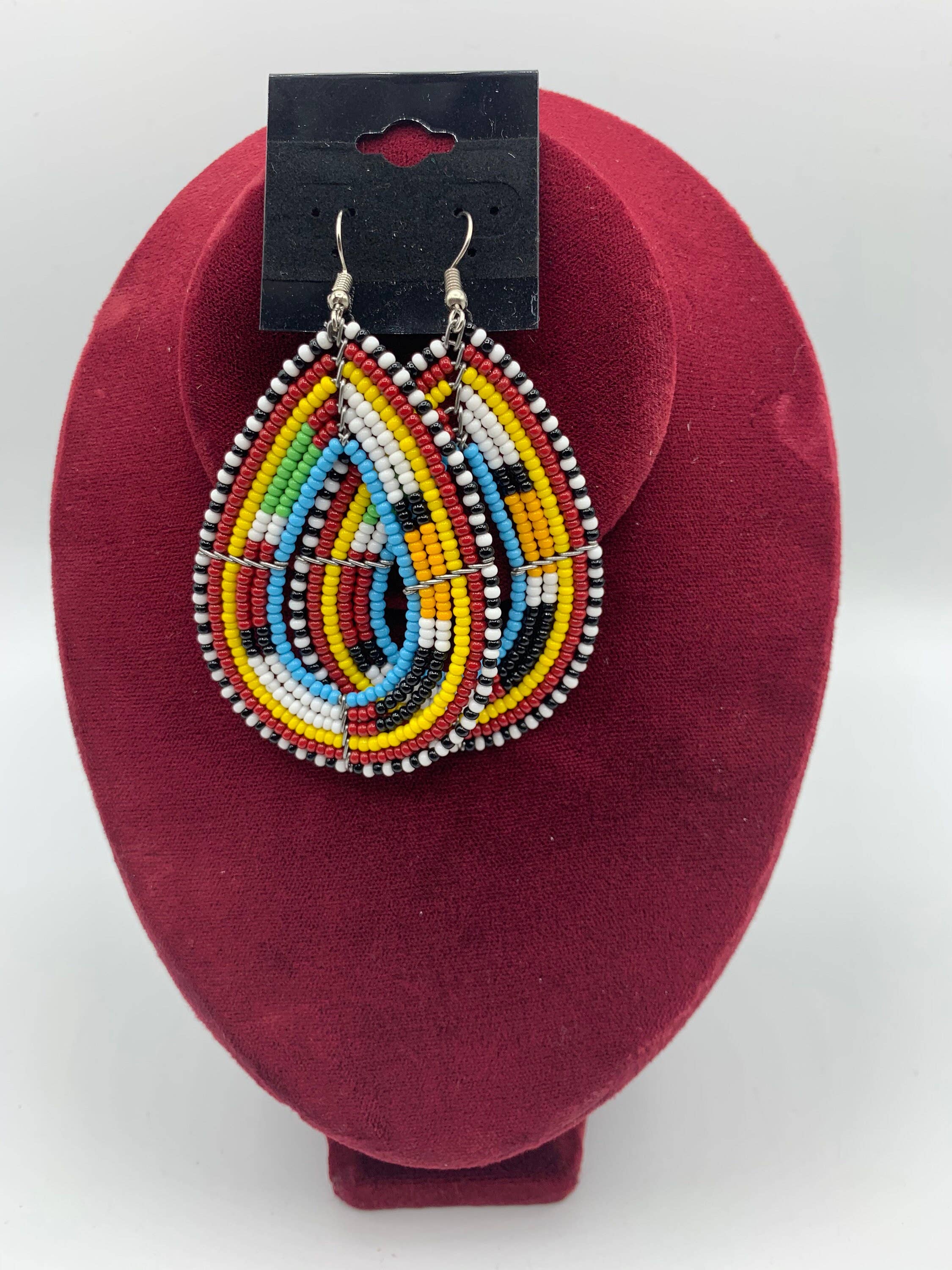 KENYAN SAFARI DESIGNS - Wholesale Dangle Earrings - Masai Beaded Earrings - Big Round Size6