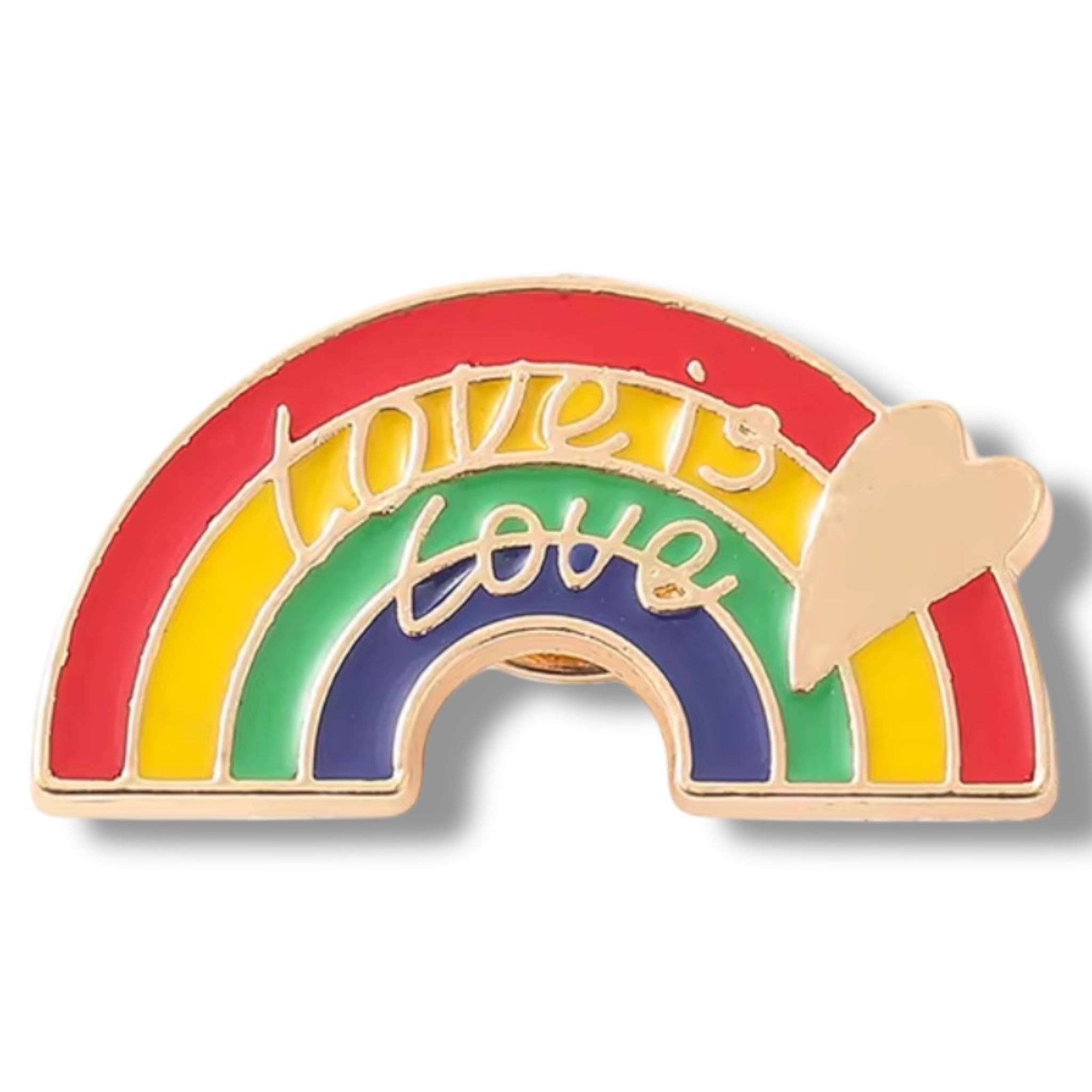 Kinky Pleasure – wholesale Lapel pin/button – Kinky Pleasure - KPB024 - Badge / Pin - Rainbow Love is Love - Gold0