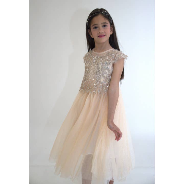 Anabella Ceremony Dress - Peach - Size: 130 Cm (4/5 Years) for wholesale by Yuko-B UK