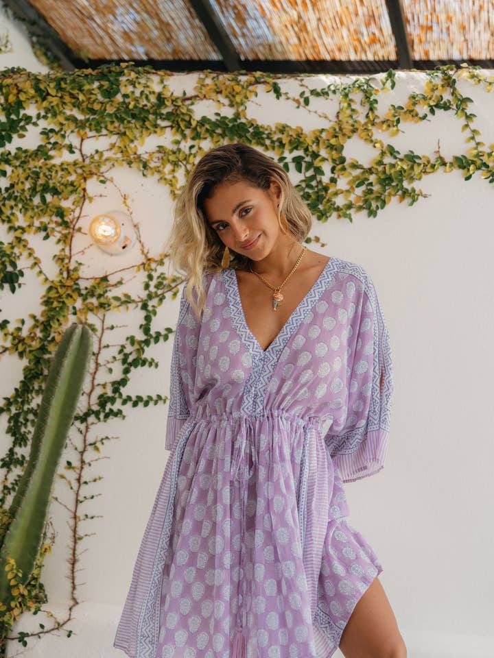 The Isla Kaftan - Lavender Bloom for wholesale by Guava Lane