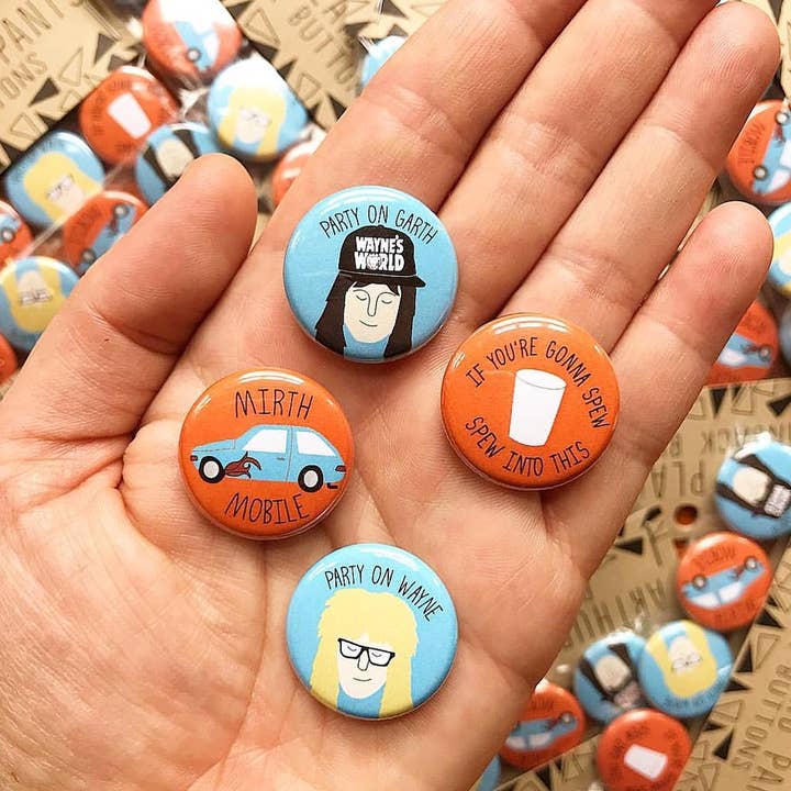 Wayne's World - pins or magnets for wholesale by Arthur's Plaid Pants