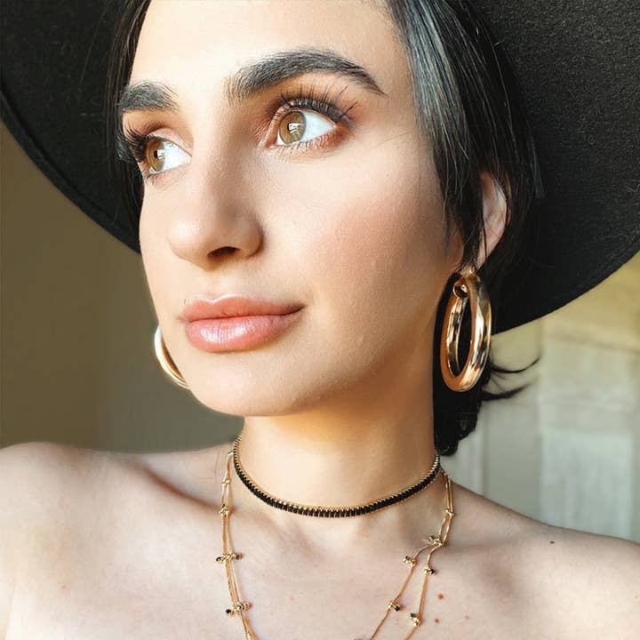 Selena Design 18k Gold Filled Chunky Plain Tube Hoop Earrings for wholesale by GoldFi