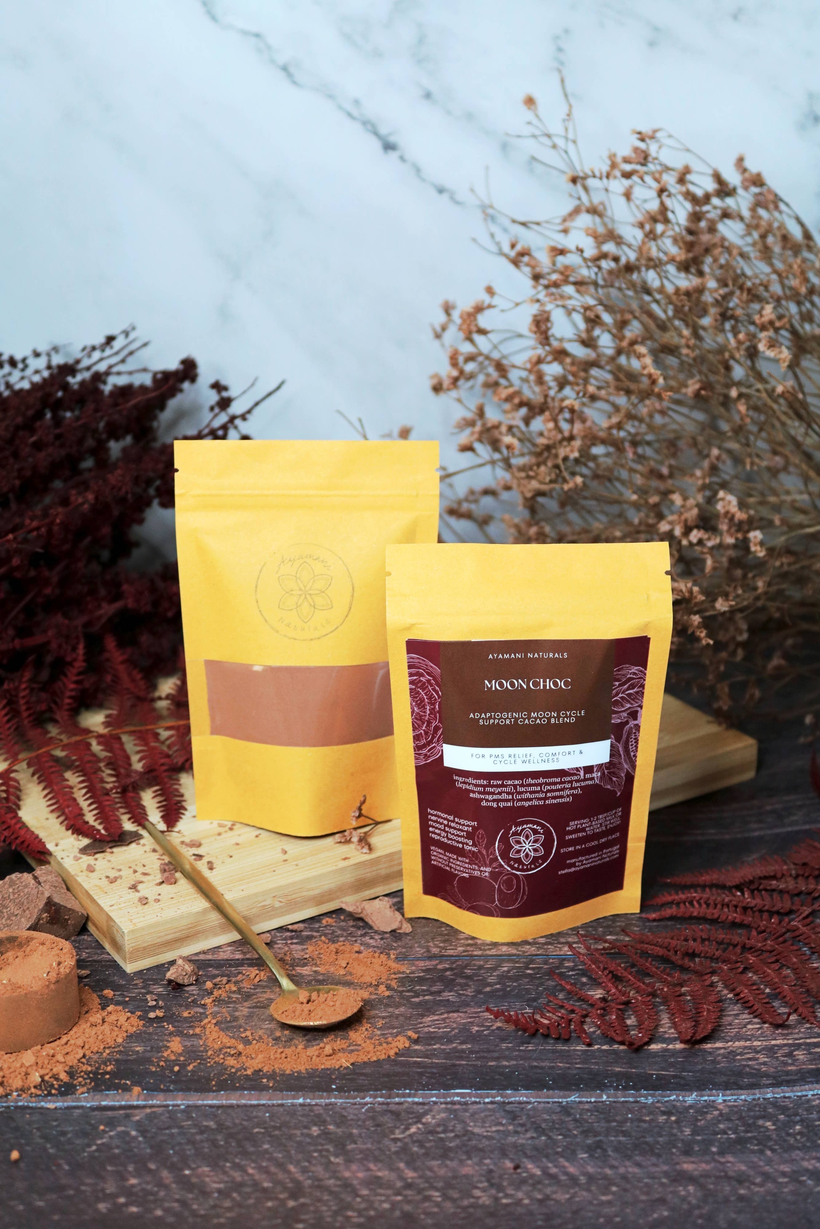 Ayamani Naturals - Wholesale Hot Cocoa Mix/Kit - Moon Choc PMS Relief Hot Chocolate, Fair Trade Cacao1