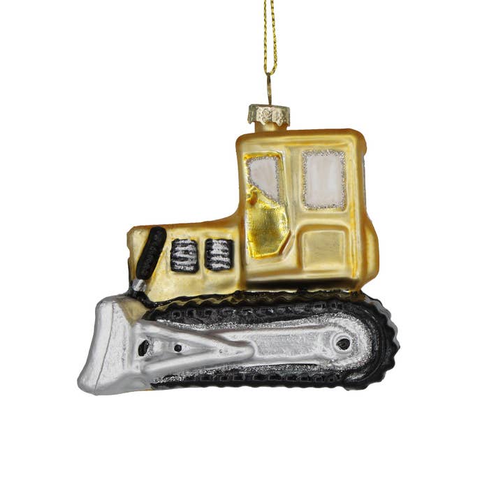 Bulldozer, Retro Handmade Glass Holiday Ornament Decor 2025 for wholesale by Chive