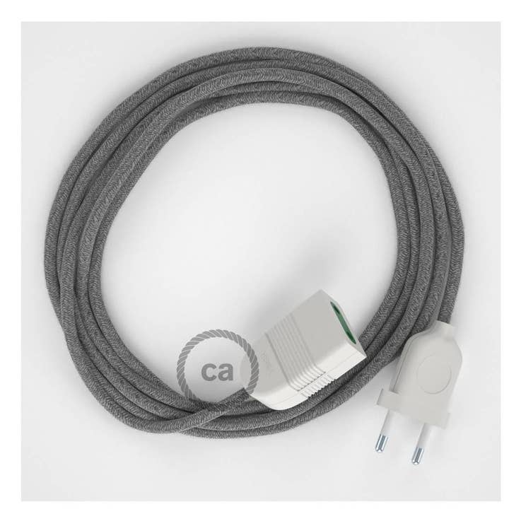 Alargador eléctrico con cable textil RN02 Lino Natural Gris 2P 10A para venta al por mayor de LIGHTINUP S.R.L.