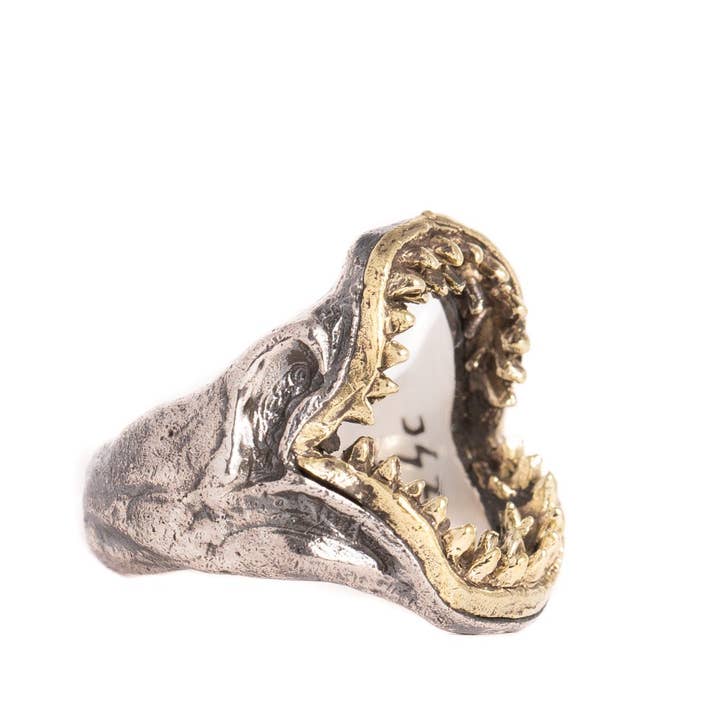 JewelryLab - Vente Bague de cocktail/de cérémonie - Bague à mâchoire de requin en argent sterling 925 avec laiton3