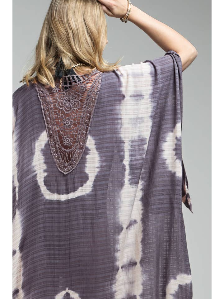 Urbanista – wholesale Kimono – Women's – Tie Dye with Crochet Accent Kimono1