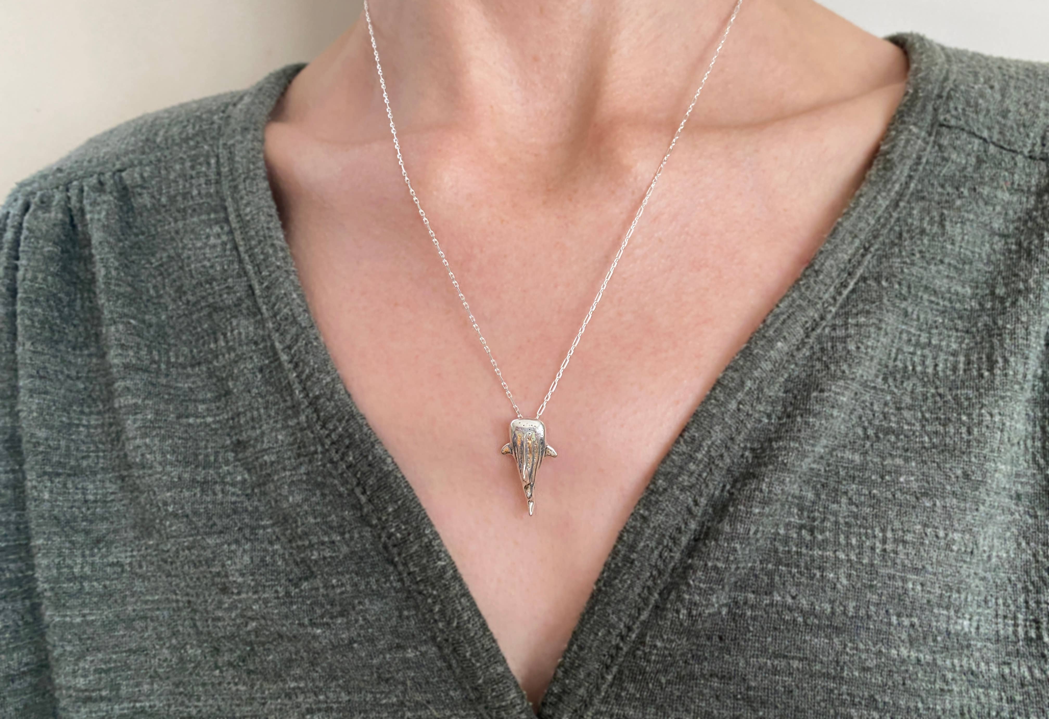 Blue Dot Jewelry - Wholesale Pendant/Charm Necklace - Silver Whale Shark Necklace2