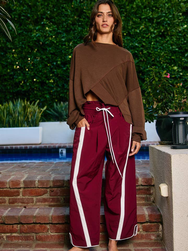 BUCKETLIST INC - Wholesale Pants - Women's - IP5540 Windbreaker Pants With Contrast Stripe35