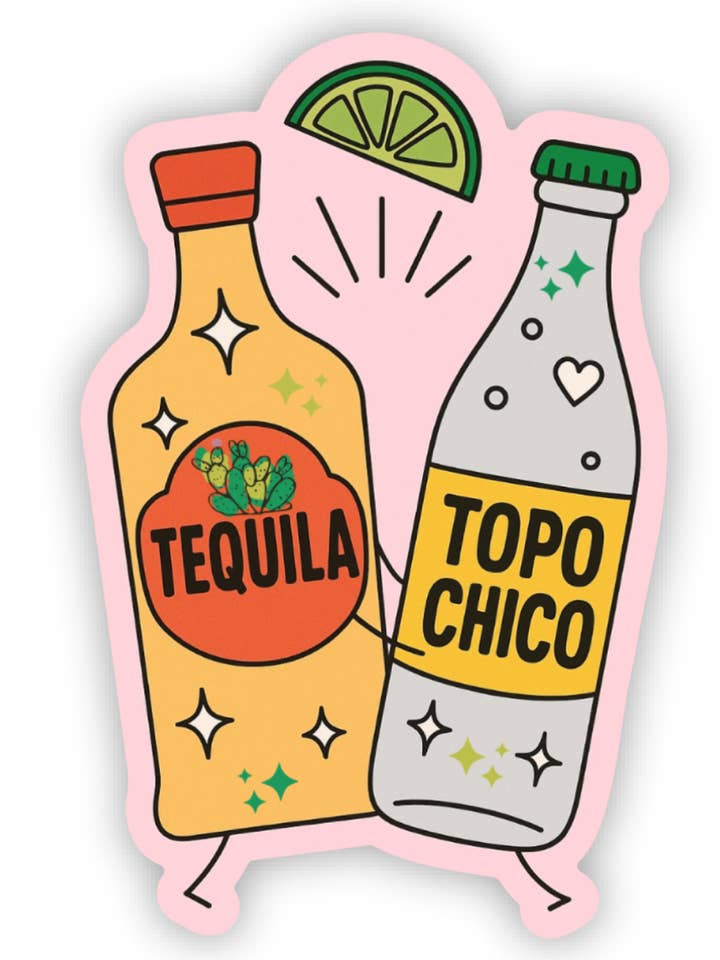 Pegatina de Tequila y Topo Chico – Cóctel Ranch Water para venta al por mayor de inviting affairs paperie