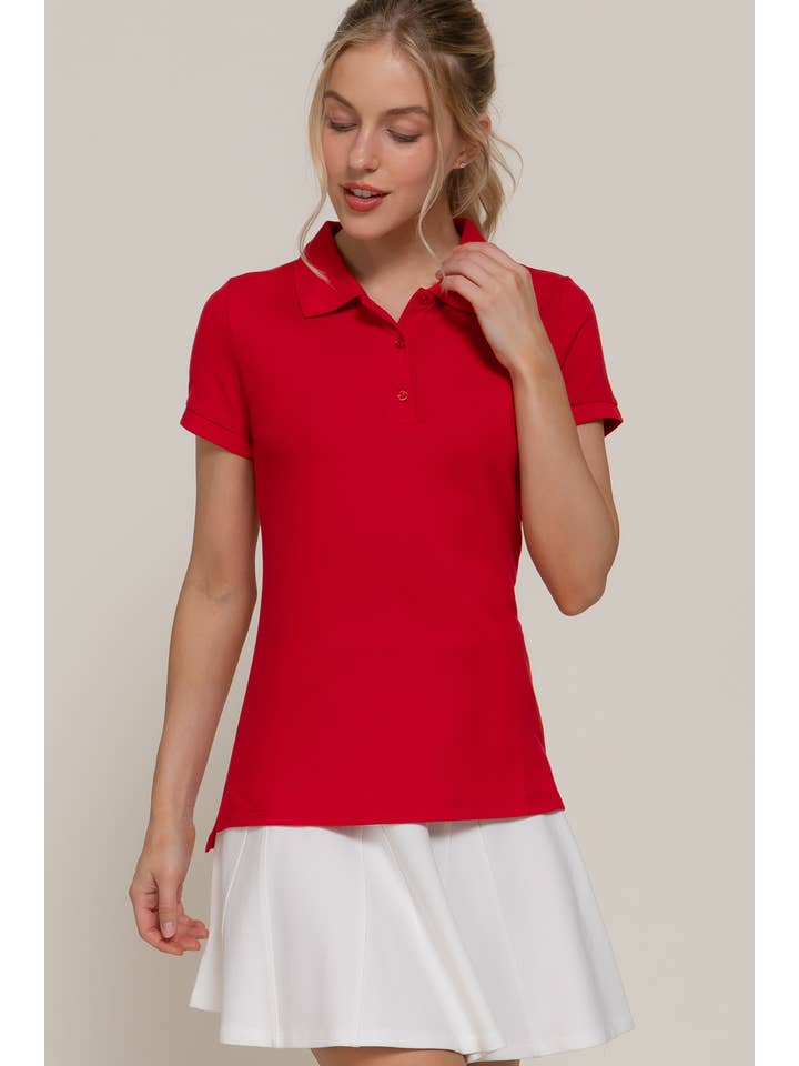 Active Basic | Active USA - Wholesale Polo - Women's - Short Sleeve Classic Pique Polo Top6