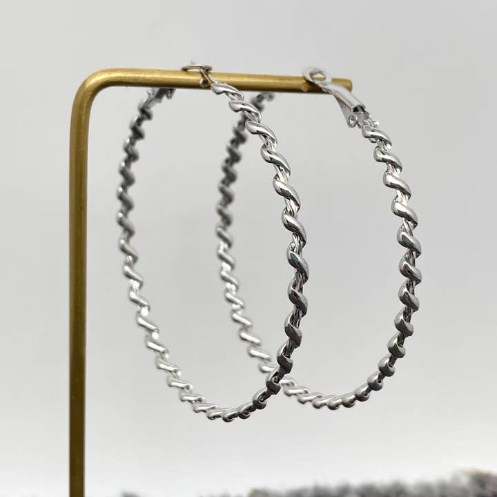 Mio Queena - Wholesale Hoop Earrings - 60mm Inside Diameter 18K Gold Plated SS Hoop Earrings - FGS1