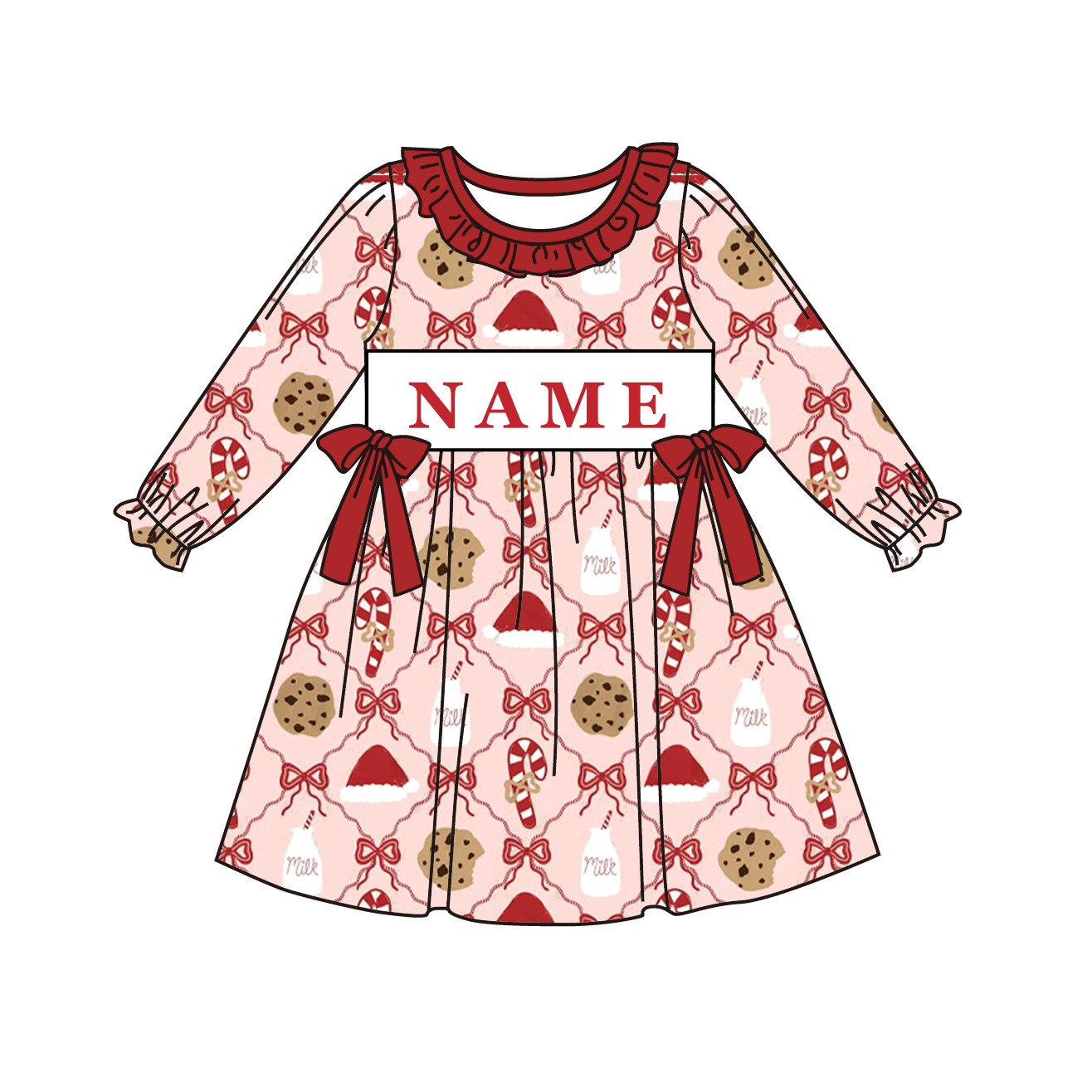 Auraquise - Wholesale Top & Short Set - Kids - Christmas Cookies Smocked Outfit – Custom Name Embroidery3