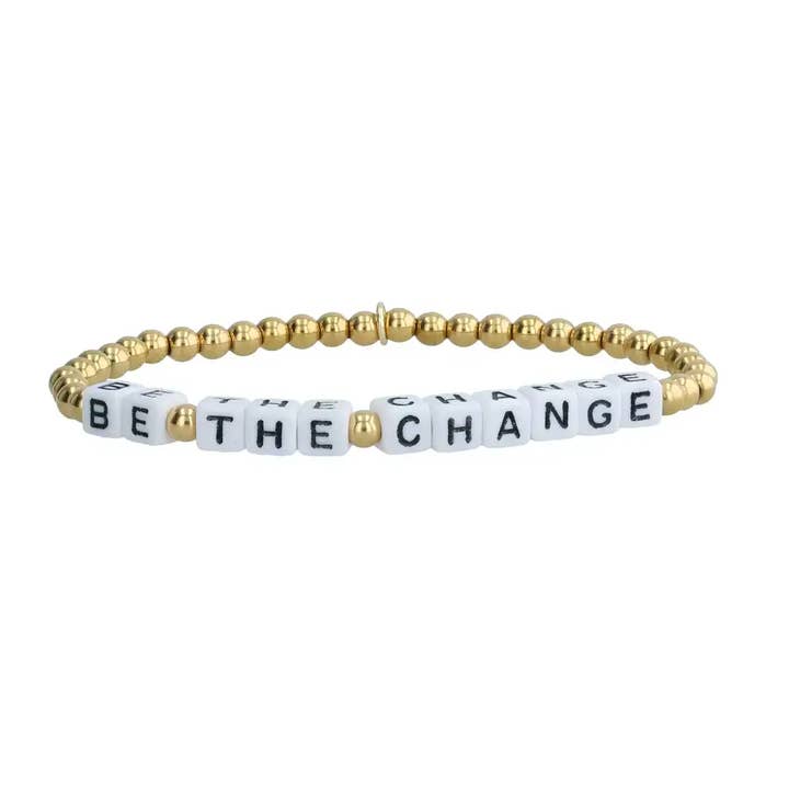 Be The Change Gold Beaded Bracelet for wholesale by Virtu Made