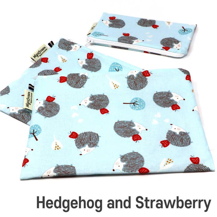 Hedgehog Butterfly Honeybee Llama Reusable Zipper Pouch Sets for wholesale by MYSGREEN