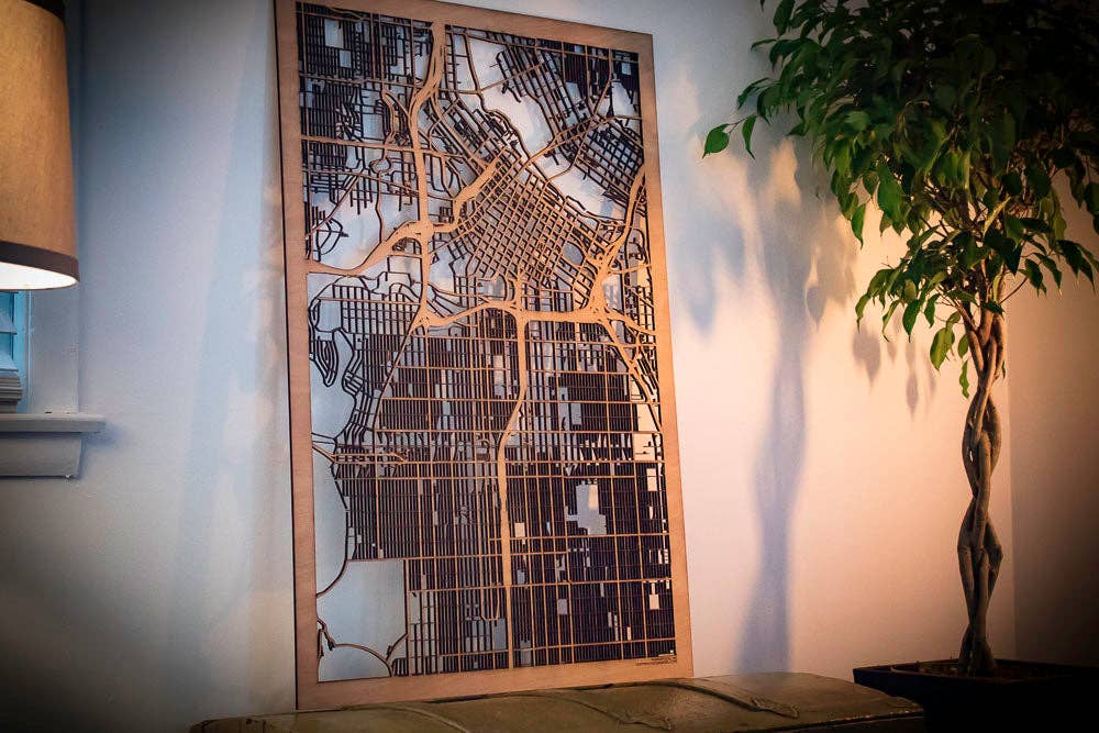 One Man One Garage - Wholesale Wall Accent - City Maps, Large 24x36" Perfect Housewarming Gift! Wooden Street Cutouts19