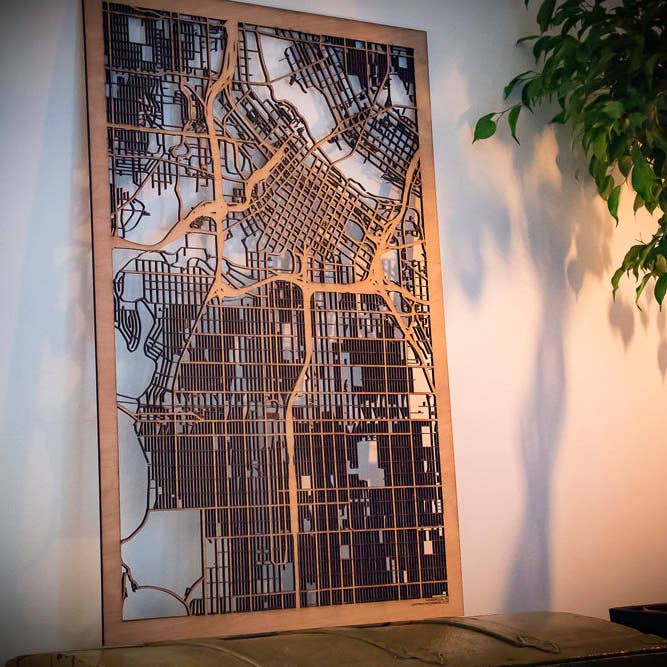 One Man One Garage - Wholesale Wall Accent - City Maps, Large 24x36" Perfect Housewarming Gift! Wooden Street Cutouts19