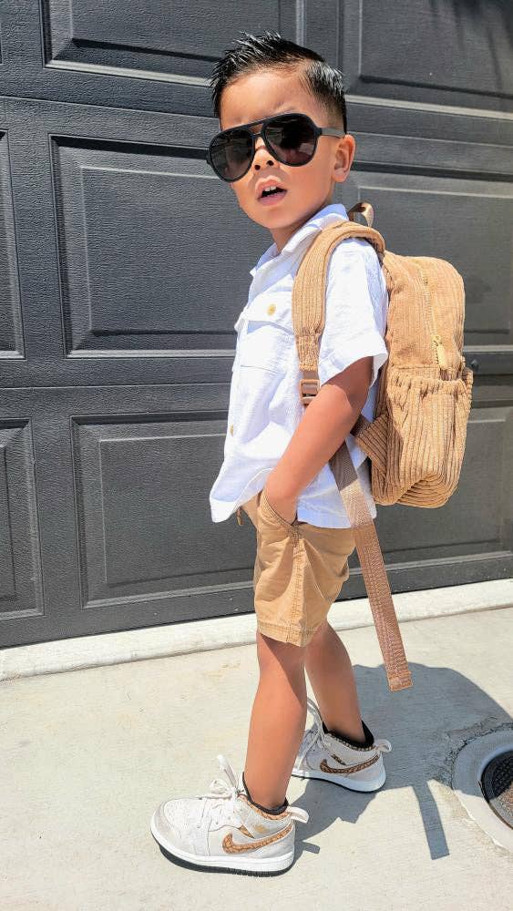 Big Little Wish - Wholesale Backpack - Kids - The Play Date Mini Backpack- Camel Corduroy2