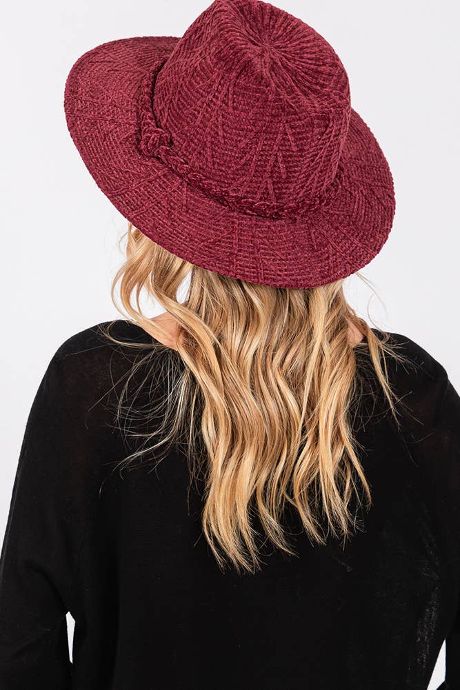 Hana - Vente Chapeau en feutre - femme - Fedora d'hiver à motif chenille et bande tressée17