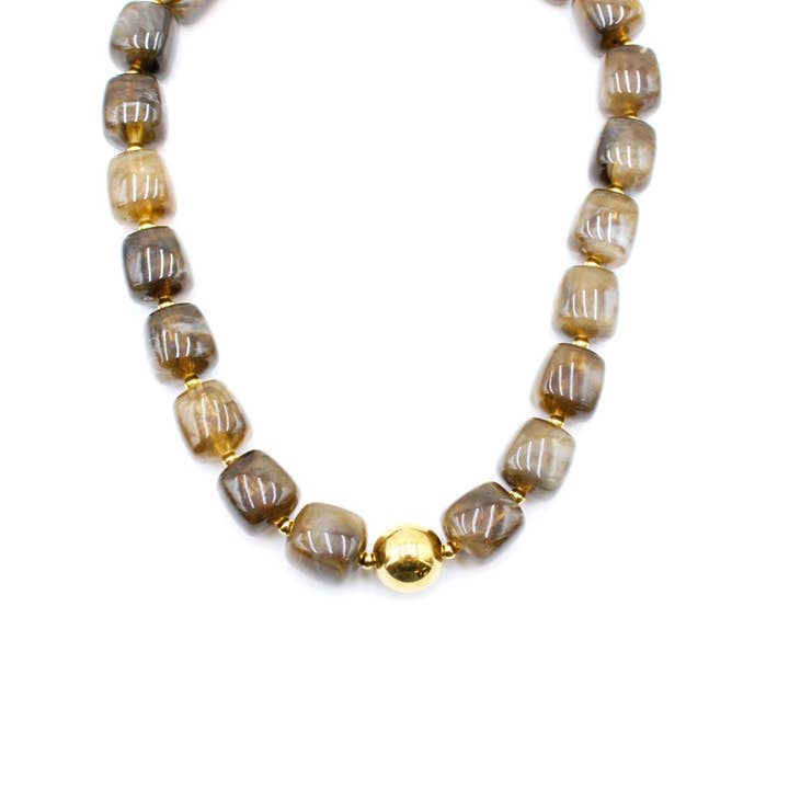 Reference Mode - Wholesale Beaded/Pearl Necklace - Resin necklace with golden bead2