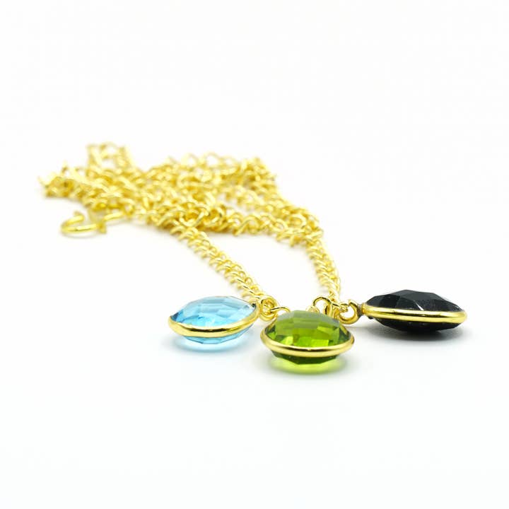 Women's gold pendant necklace colored crystals. adjustable for wholesale by Ele Velandia