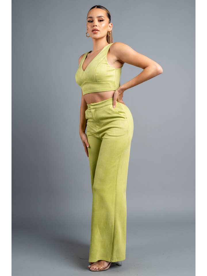 PRIVY - Wholesale Top & Pant Set (NOT Loungewear) - Women's - PS9129K_CHIC TECHNO SUEDE TANK TOP & WIDE LEGS PANTS SET5