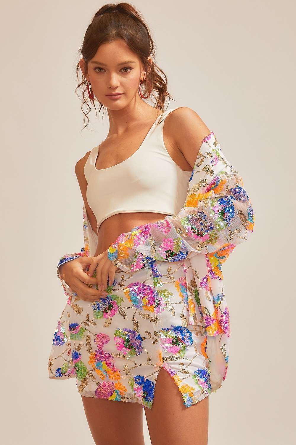 Main Strip – Engroshandel Nederdel - Dame – Multi-blomstret sequin-mininederdel6