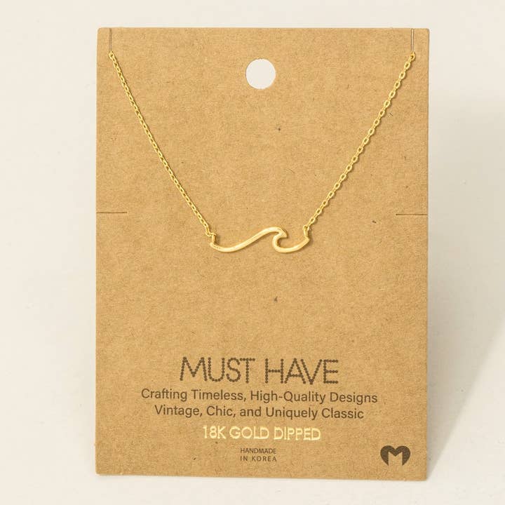 Fame Accessories - Wholesale Pendant/Charm Necklace - Gold Dipped Wave Pendant Necklace1