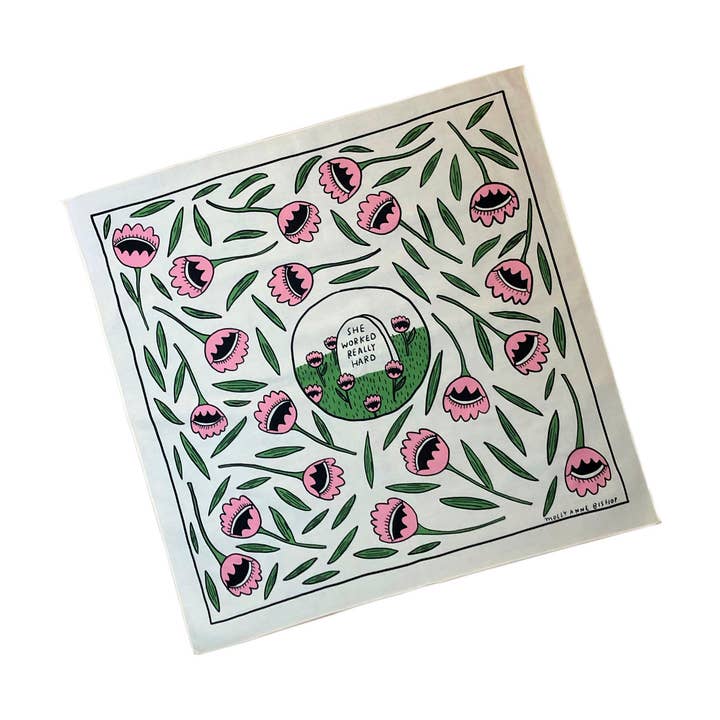 She Worked Really Hard Bandana for wholesale by Molly Anne Bishop