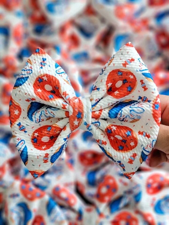 Savannah Bow-Patriotic Donuts for wholesale by Dainty Delights Creations