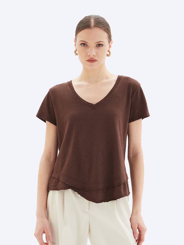 AVA V-NECK - V-Neck Mock Layer T-Shirt for wholesale by CHRLDR